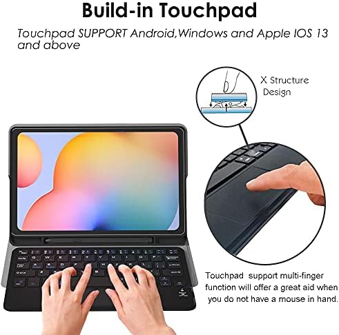 Caixa de teclado Eoso para Samsung Galaxy Tab S6 Lite 10.4 '' 2022/2020 Modelo Samsung Tampa com teclado embutido Touchpad, 7 cores Litrada Backlit e Lápis