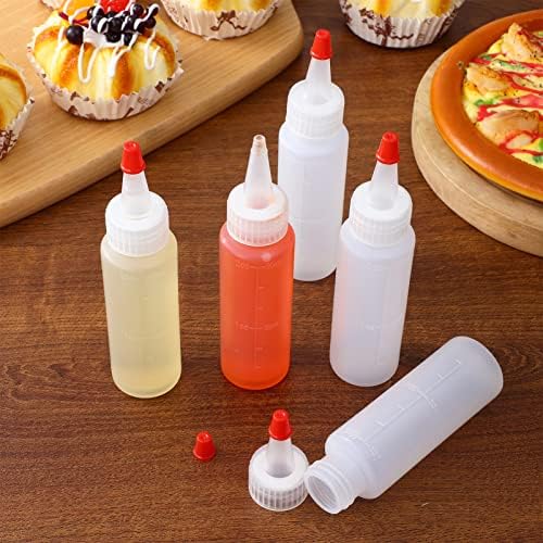 Luxshiny 20pcs Mini molho garrafas apertadas com funis, 60 ml de condimentos pequenos garrafas de ketchup recipiente para molhos decorando garrafas de aperto de plástico
