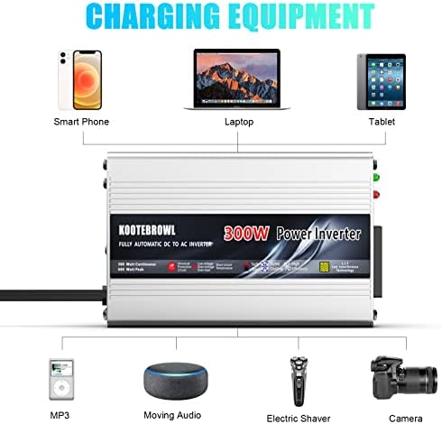 Inversor de energia de 300w, inversor de potência, inversor de carro de carro de 12v a 110v, conversor de saída de adaptador de carregador