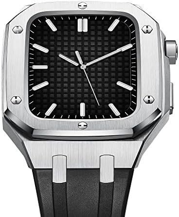 Caso da banda de luxo de Kanuz para Apple Watch 45mm 44mm, masculino de proteção de proteção Apple Watch 7/5/5/4 Série SE Silicone