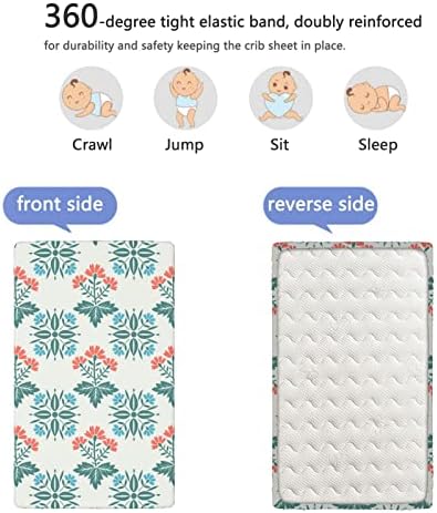 Lençóis mini-berços com temas do Seafoam, lençóis portáteis de mini berço lençóis macios e respiráveis ​​para bebês para