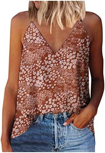 Camisole floral de boho para mulheres de verão casual tampa em vínculos em ves com decote com mangas camisetas gráficas camisetas