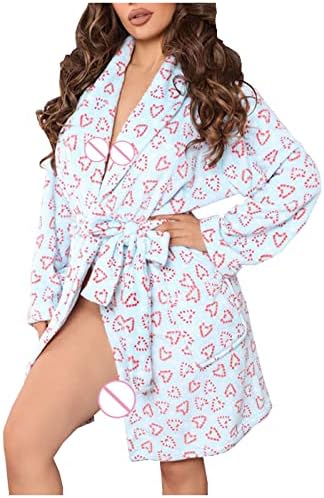 Roupas femininas Impressão de Natal de manga longa Kimonos Sleepwear Roupas de banho curta Restas camisola de capuz de capuz