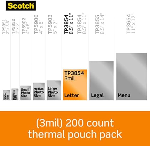 Bolsas de laminação térmica escocesa, 200- contagem, 8,9 x 11,4 '' e bolsas de laminação térmica, 100 contagem de pacote