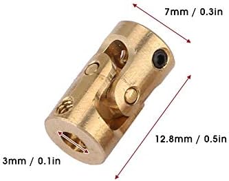 Conjunto de articulação universal de Hilitand, 2pcs Conjunto de conectores de acoplamento do eixo de bronze 7mmx12.8mm,