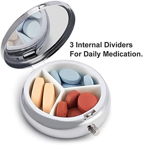 Caixa de comprimidos haval redonda de medicamento comprimido caixa portátil Pillbox Vitamina Recipiente Organizador Pílulas de comprimidos com 3 compartimentos