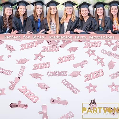 Rose Gold Graduation Party Decorações 2023- Decorações de mesa de graduação em ouro rosa para suprimentos para festas de graduação,