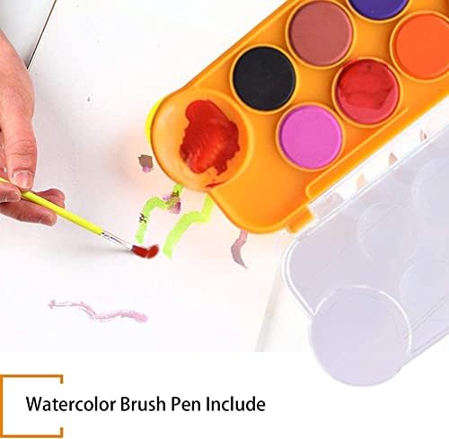 Conjunto de tinta em aquarela Tinomar, 12 Pack12 Colors Artist Paint Palette com escova de tinta, kit de bandeja da paleta de cor de água com pincel de pintura para crianças e iniciantes