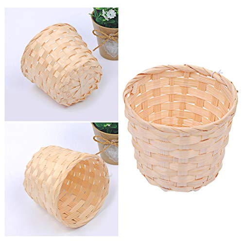 Besportble tecido de bambu de bambu cesta de cesta de cesta de cesta de cesta de palha vaso de flores para quarto decoração