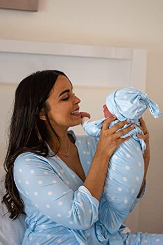 Mommy o Relógio Robe de maternidade e cobertor de bebê, seda de seda de leite e manto de entrega e embrulho para mamãe e