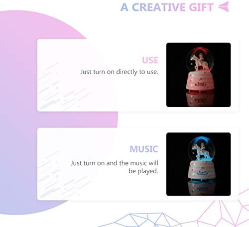 Valiclud Crystal Snow Music Globe Unicorn Glass Ball Box Birthday Birthday Gift for Girls Children Pink