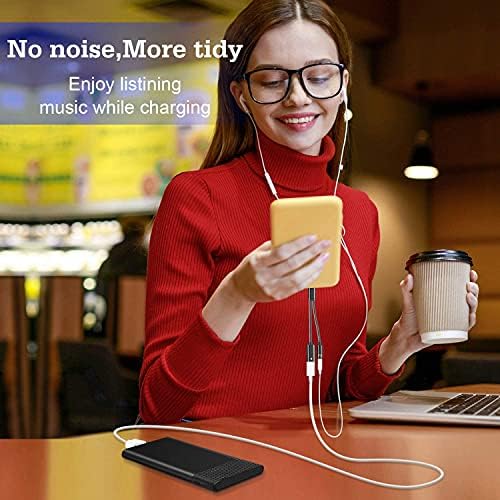 2 em 1 USB C a 3,5 mm Adaptador de fone de ouvido e carregador, USB C a Aux Mic Jack com carregamento rápido PD 60W para estéreo, fones de ouvido, compatível com Samsung Galaxy S23 S22 S21 S21+, Google Pixel 6 5 4 XL