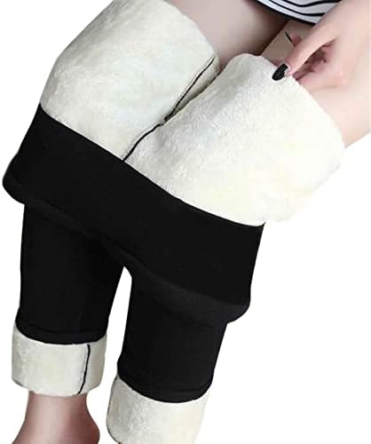 Legas de lã de inverno feminino ZDDO, Leggings de cintura de cintura alta de cintura alta calça térmica de ioga térmica