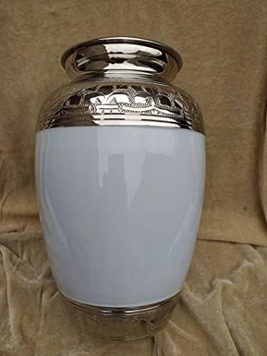 Arrafamento incrível 1 pérola branca: urna de cremação para cinzas humanas | Cremação de latão adulto urna | Urna