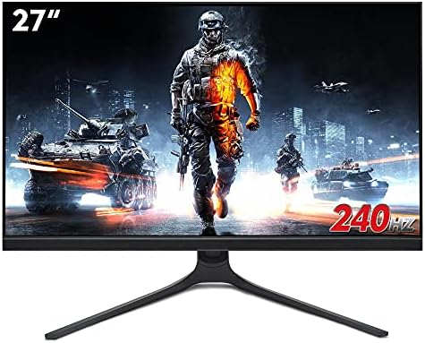 Lvyuan 27 polegadas Monitor de jogos IPS de 240Hz, Full HD sem moldura SRGB 1080p Monitor IPS rápido, tempo de resposta de 1ms com freeSync e baixo desfoque de movimento, monitor de jogos para os olhos VESA, DisplayPor