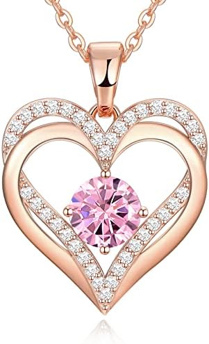 Dfunh 18k colares de ouro rosa para mulheres 925 colar de prata esterlina para meninas Birthstone Diamond Pinging Pingente