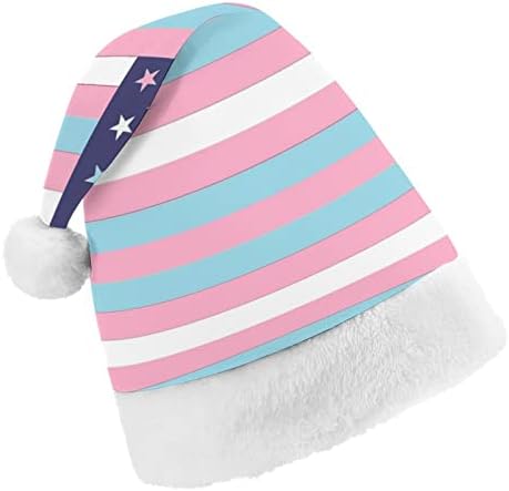 Transgênero dos EUA Flag de chapéu de natal de natal Prax Papai Noel Cap engraçado gorro para a festa festiva do ano novo