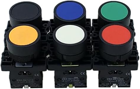 TINTAG 22mm 1 NÃO/1NC SINAL MONTHONARY PUSCOMENTO CUMPELA 600V 10A ZB2-EEA31 Vermelho, verde, amarelo, azul, branco e preto