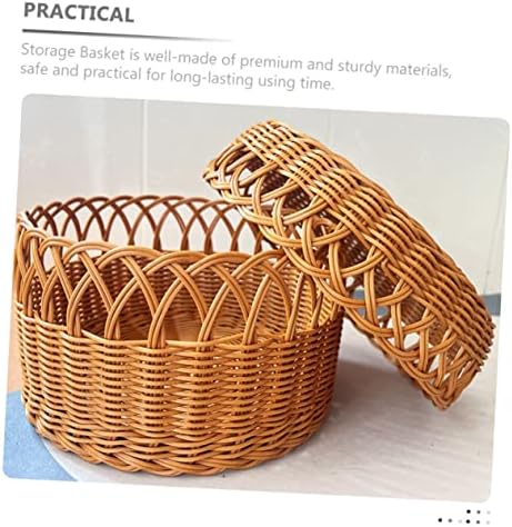 Recipiente de organizador de Zerodeko Retro Retro Fruta Rattan Farmhouse ovos de lanche ovo redondo capacidade de pão imitação de brinquedos