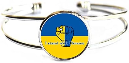Jóias da Ucrânia, Bangleidade de Solidariedade, Bangle Ucrânia para Forever, Support Ucraniano Bracelet, eu fico com jóias da Ucrânia, prata, 2cm