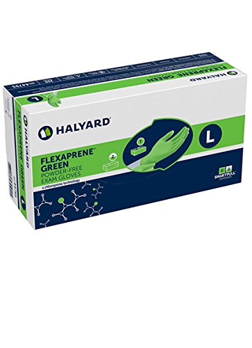 Halyard 44794 FlexaPrene Green Exam Luva, 9,5 de comprimento, médio, cloroprene, manguito de miçangas