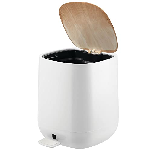 Mdesign moderno 1,3 galão de lixo de etapa de plástico pode cesta de resíduos, lixeira de lixo pequeno - Para banheiro, lavabo,