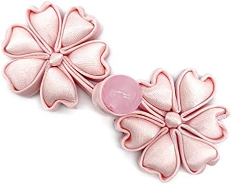 1 Definir botões de sapo chineses feitos à mão chineses de fechamento de encerramento Fixadores em forma de flor para casacos de casacos, rosa