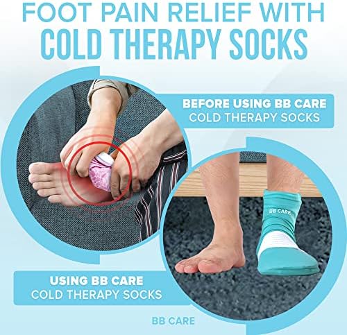 Meias de terapia a frio BB Care - meias de resfriamento reutilizáveis ​​para pés quentes - meias de gelo para pés - meias de banho de gelo para fascite plantar, artrite, pé pós -parto, entorses e inchaço - azul 11 ​​polegadas grandes