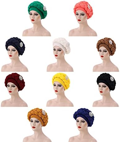 Jdyaoying African Turban Head embrulhou os cristais de cabeceira de cabeceira de gorro para mulheres e meninas