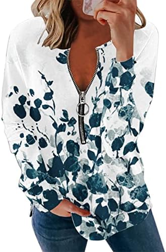 Camisa de manga longa feminina Henley tops com estampa floral camisetas