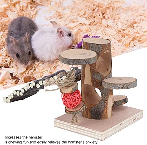 Plataforma de hamster de Herchr com escada, playground de madeira de pequeno animal com escalas de escalada tocam brinquedos para o rato hamster pequenos animais