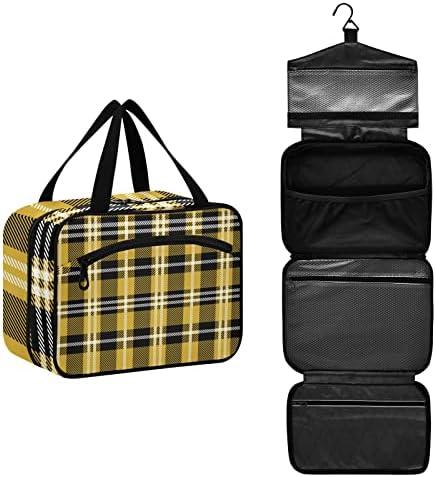 Bolsa de higieness de búfalo amarelo para mulheres Organizador de bolsas de maquiagem de viagem com sacos de cosméticos pendurados