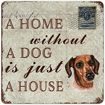 Funny Dog Metal Tin Sign Placa Uma casa sem cachorro é apenas uma casa Dachshund Dog Sinal de boas -vindas com o Funny Dog dizendo