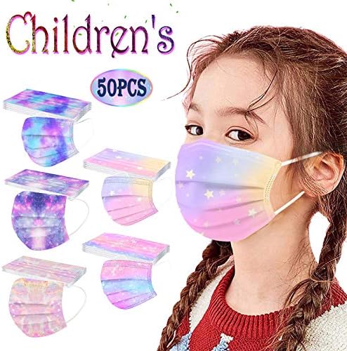 JMETRIE 50pc Kids Disponível Máscara Face Máscara Máscaras de Gradiente Máscara de Face Máscara Flusível Confortável Para Crianças Meninas Meninas