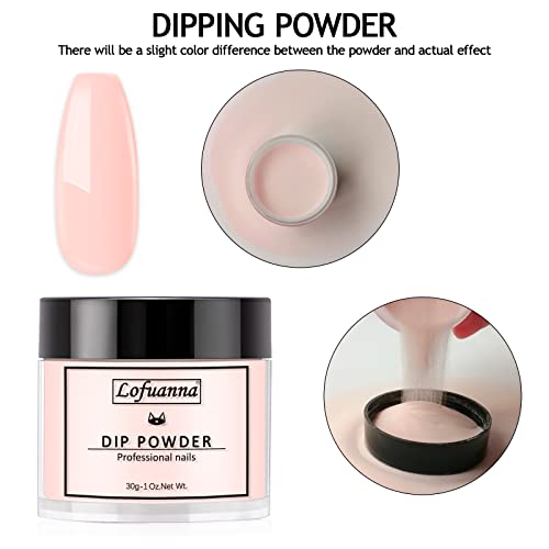 Lofuanna 30g Dip Powder Pink Color, mergulhando em pó para unhas Francês de unhas, Salão Profissional Pó de mergulho