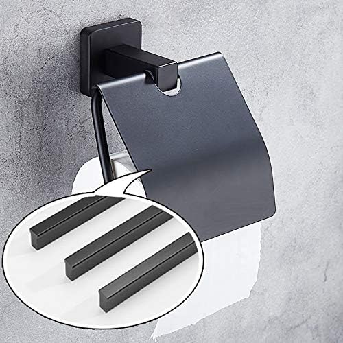 ZLXDP Conciso Montagem de parede preta Polícia de papel higiênico banheiro banheiro aço inoxidável Rolo de papel com capa