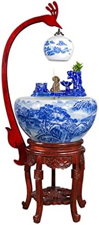 Vaso de peixe vaso de aquário tanque de peixes armário de cerâmica azul e branco paisagem dourada tanque de peixe dourado