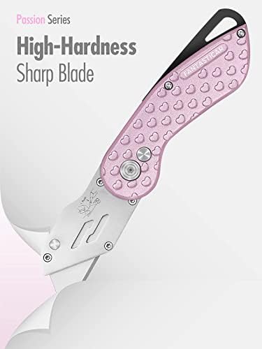 Fantasticar Pink Fancy Dobring Utility Knife Cutter Set com lâminas afiadas extra, alça de metal
