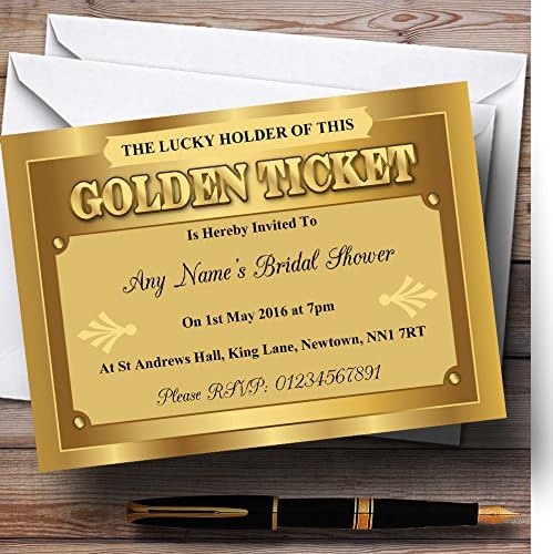 Golden Ticket Personalized Brids Shower Party convites