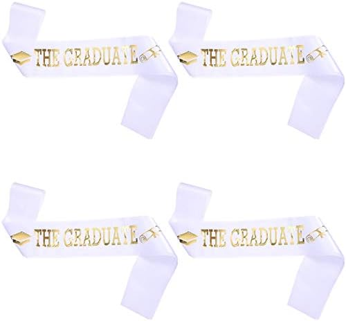 Bestoyard 4pcs chique graduação cetim etiqueta cinturões faixas de faixa de graduação cetim sashes suprimentos de graduação sash sash sash