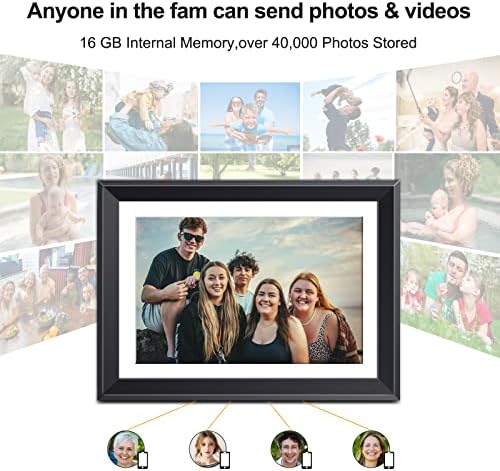 Wozifan 10,1 polegadas de moldura digital, moldura de imagem digital smart wifi com memória de 16 GB, tela 1280 * 800 HD, compartilhe fotos e vídeos instantaneamente por e -mail ou aplicativo, auto -rotate, presentes para papai - preto