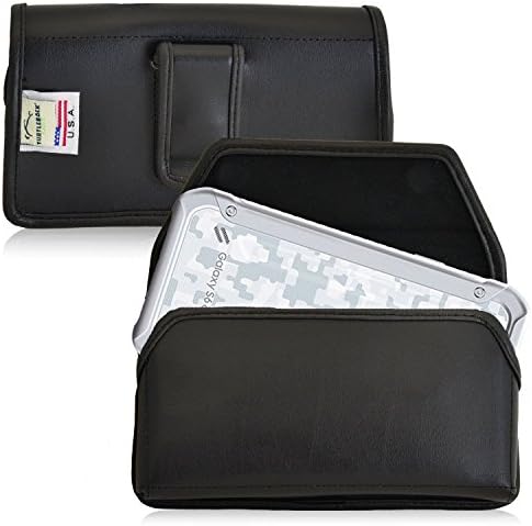 Turtleback Holster Compatível com Samsung Galaxy S6 Case ativa, cinto, bolsa de couro preto com clipe de cinto executivo, horizontal fabricado nos EUA
