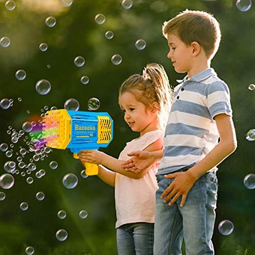 Big Rocket Boom Bubble Blower - 69 buracos Bubbles Rocket Launcher Gun Machine com luzes coloridas para adultos crianças, Giant Foam Maker Toys Toys Wedding Outdoor Favors Presente