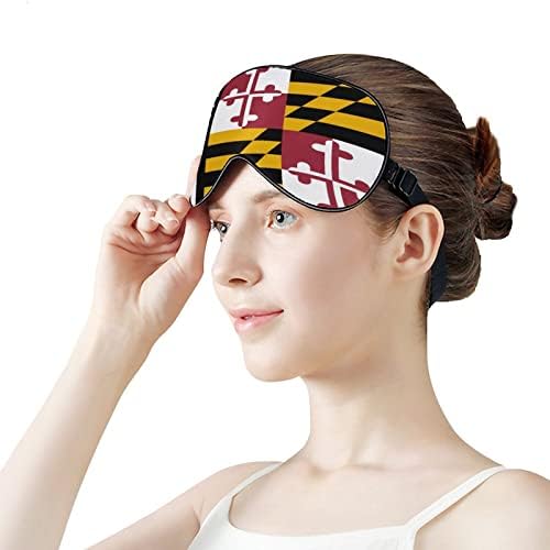 American Maryland Flag Máscara de dormir com tira de cinta ajustável Blackout Blackout Blackold para viajar Relax Nap Nap
