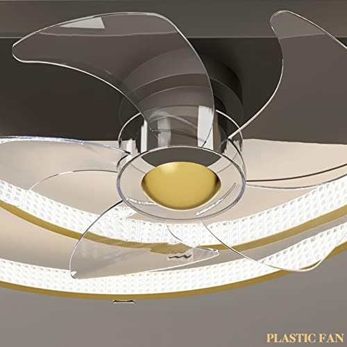 Ventilador de teto sggainy com leve perfil de baixo perfil silencioso ventilador de teto semi -fechado Victorian Flush Mount Smart Fan Light 68W Crystal 3 Light Alteração de luminária de alta luz de alta luz