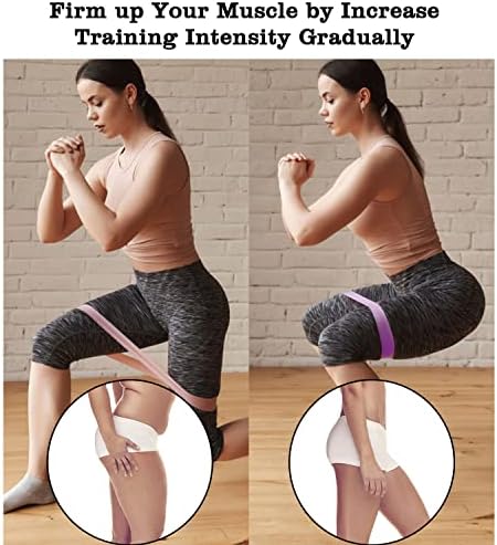 Bandas de resistência para malhar mulheres, bandas de exercícios elásticos para bunda e pernas, bandas resistentes para fisioterapia, alongamento, fitness, conjunto de 5, rosa-púrpura