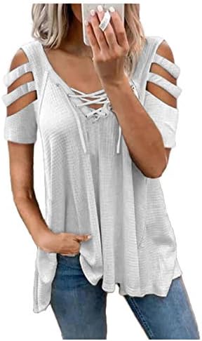 Yubnlvae camisetas moda de forma solta blusas para mulheres quadradas gradiente de pescoço de pescoço no verão casual