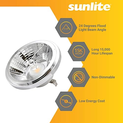Sunlite 81019 AR111 Lâmpada refletora de refletor, cobra, ângulo de feixe de 35 graus, 10 watts, 750 lúmens, base do