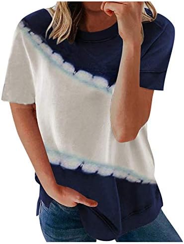 Yubnlvae Tie-Dye Crew pescoço respirável Casual Casual Swetons Swetons para Mulheres Moletas de Mata Longa Verão Básico