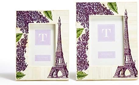 Twos Company Viva Paris Conjunto de 2 quadros de fotografias Eiffel Inclui 2 tamanhos: 4 x 6 e 5 x 7